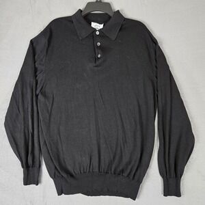 Brioni Shirt Men's XL Black Longsleeve Polo 100% Wool Knit Italy Neiman Marcus